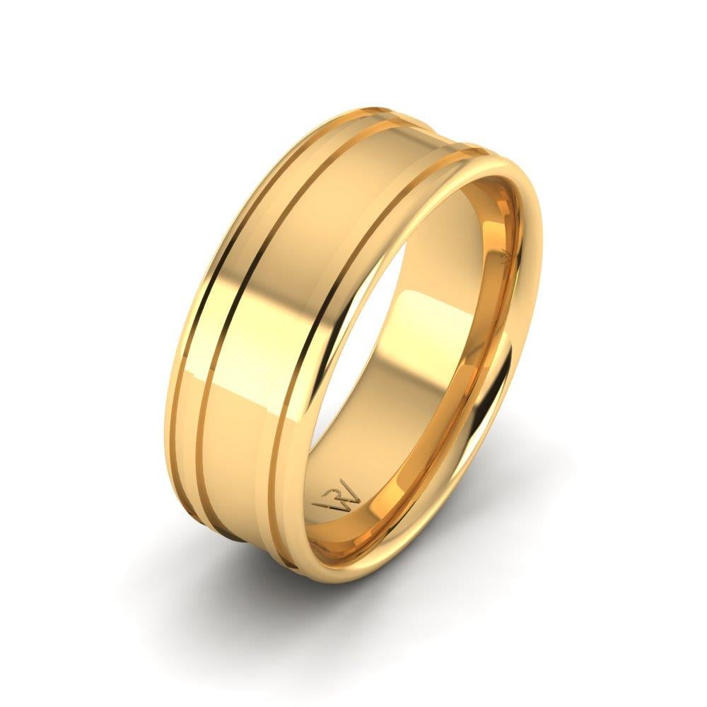 Modern Erkek Alyans Weddingwave Sarı Altın