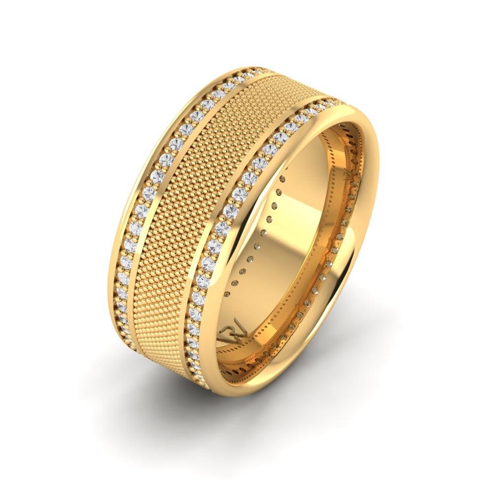Kadın Taşlı Alyans Weddingwave Sarı Altın Zirkon