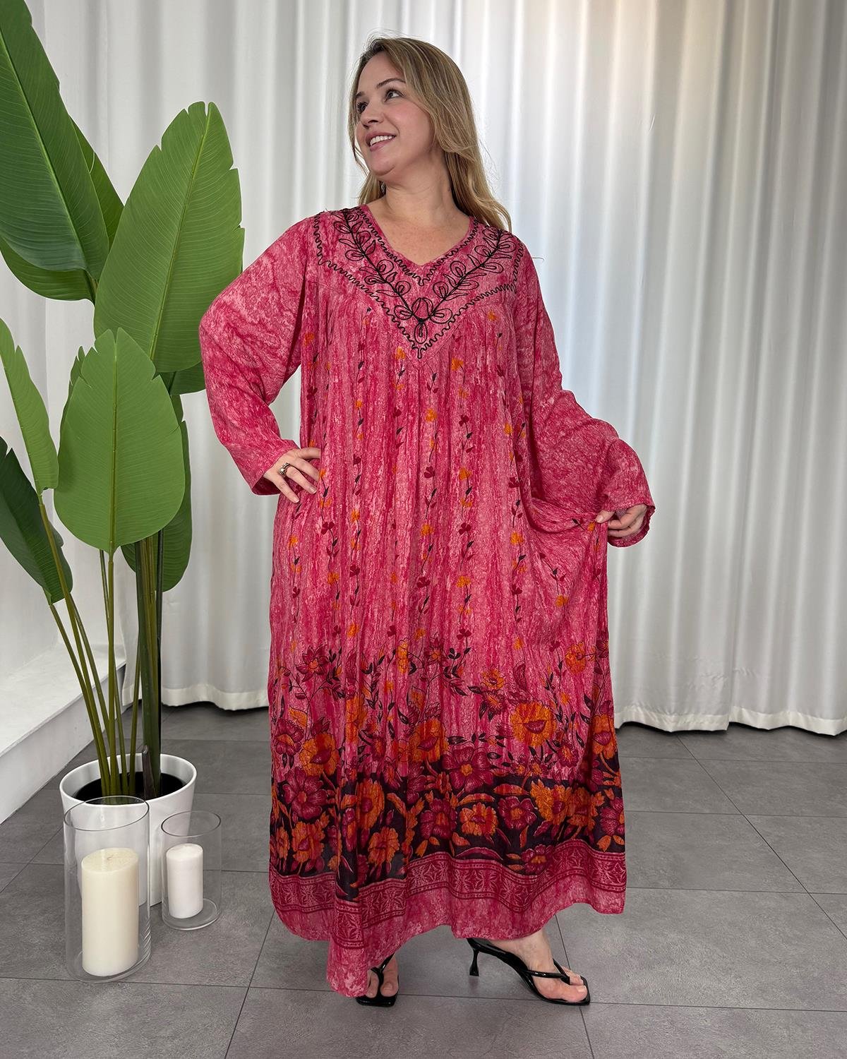 Ayra İthal Tasarım Elbise Pembe