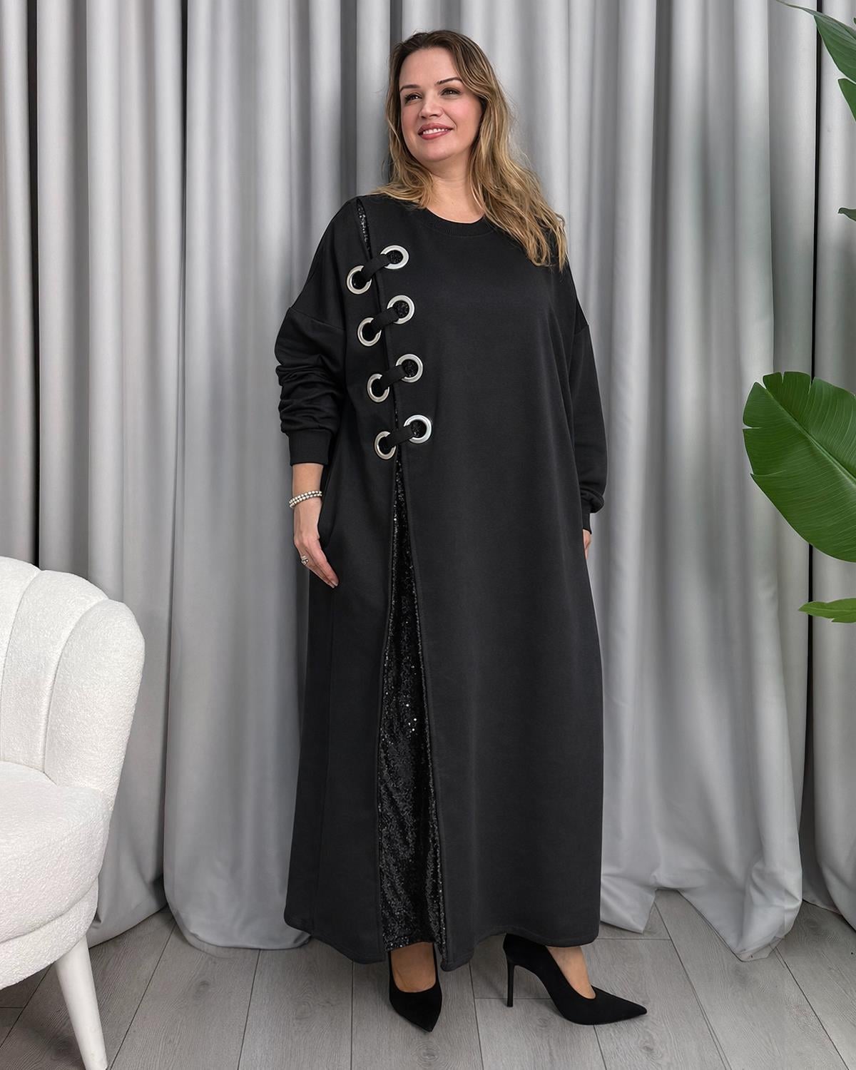 Carolina Tasarım Elbise Siyah