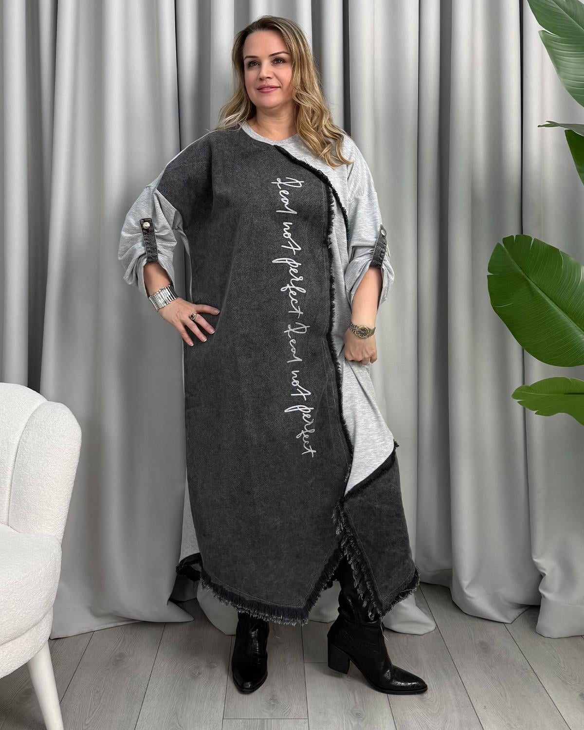 Catarina Tasarım Elbise Gri