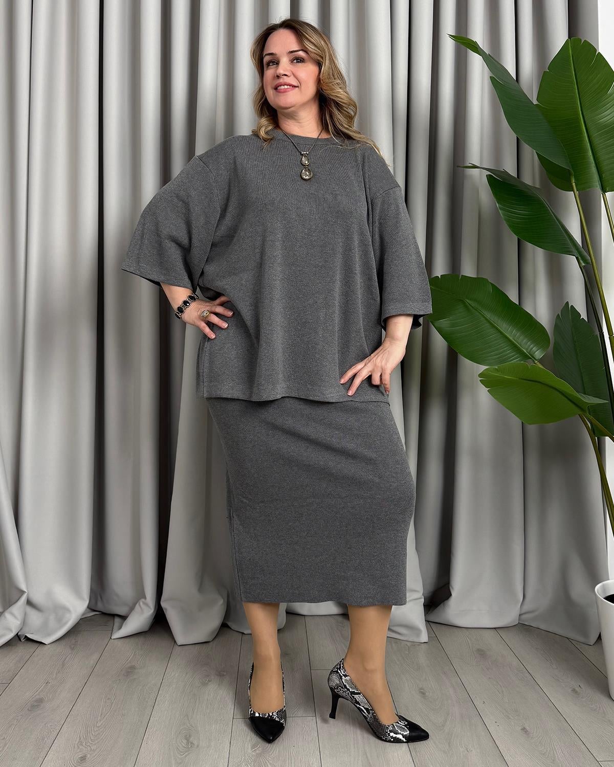 Clara Triko Takım Füme