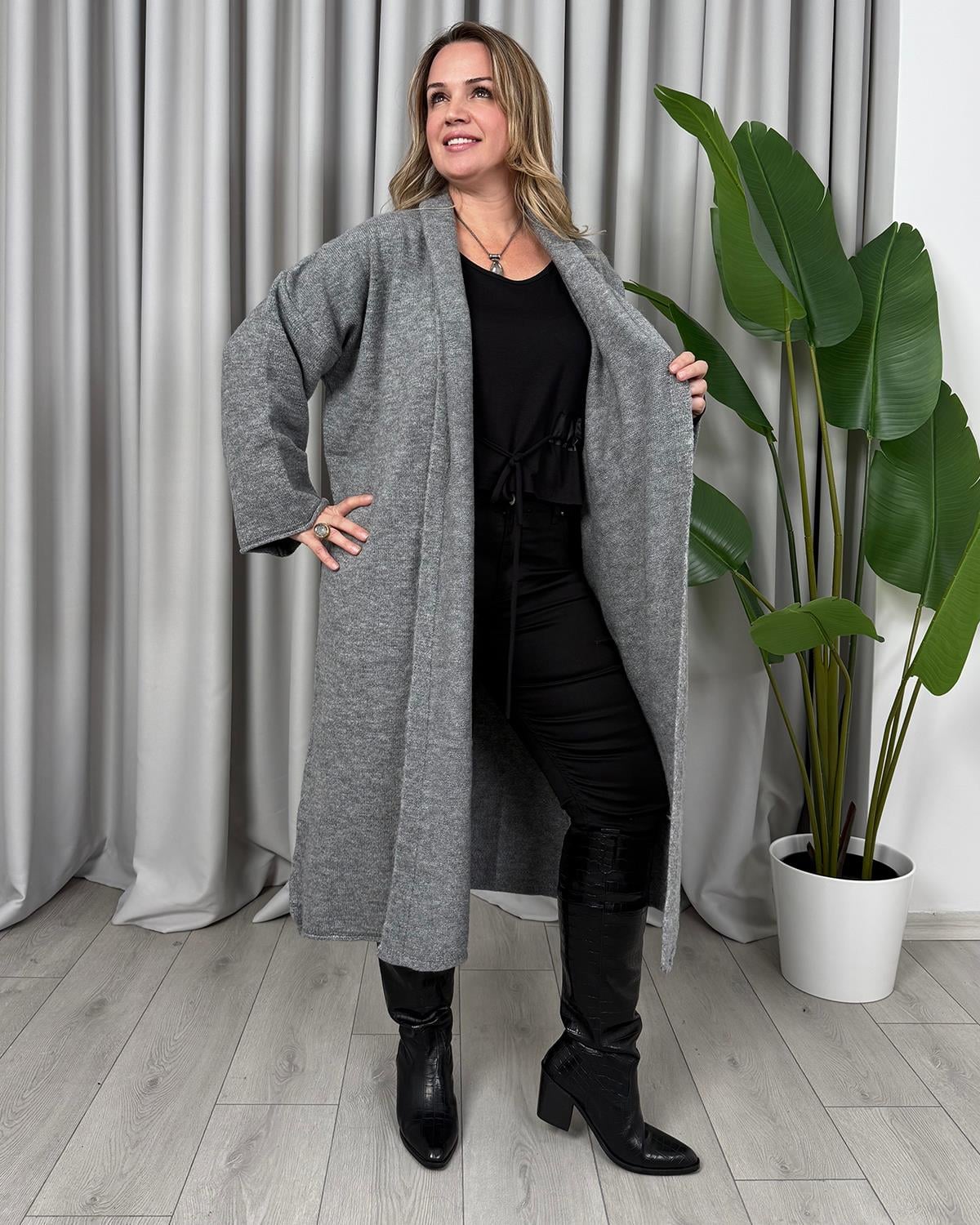 Helly Basic Hırka Gri