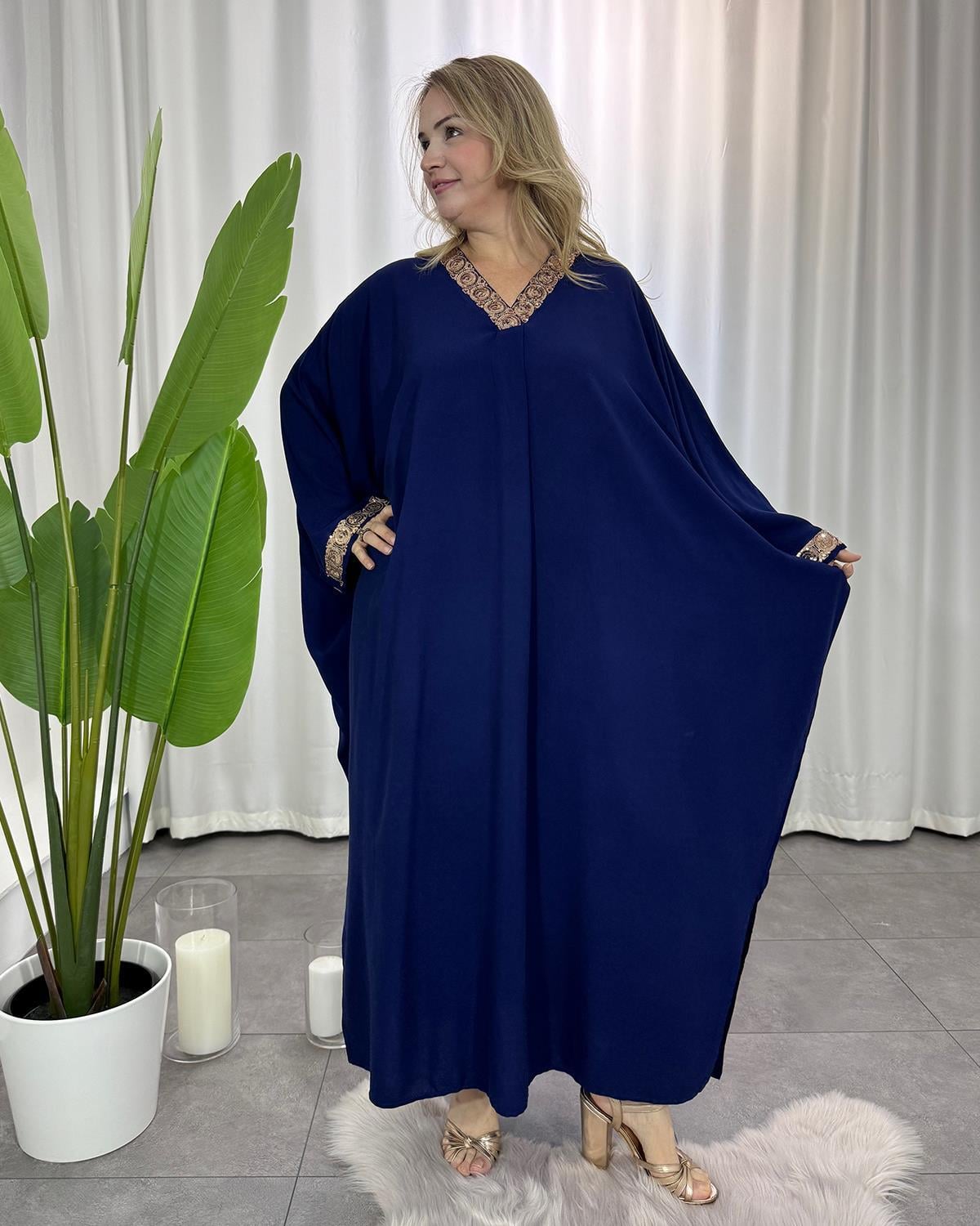 Hürrem Payetli Elbise Lacivert