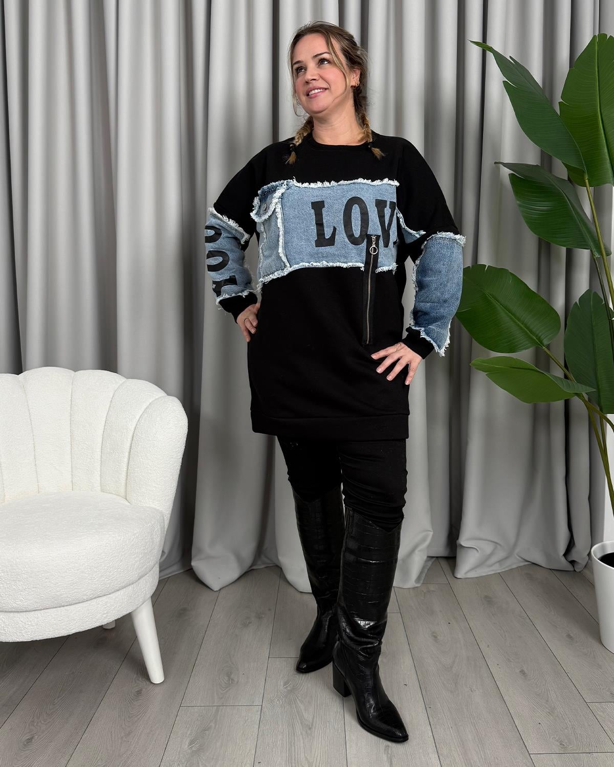 İcon Tasarım Sweatshirt Siyah