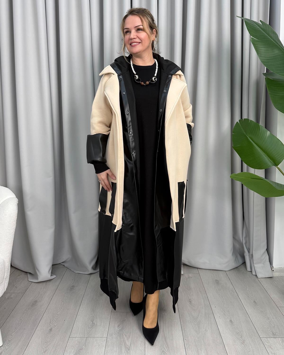 Lara Tasarım Kaban Bej Siyah