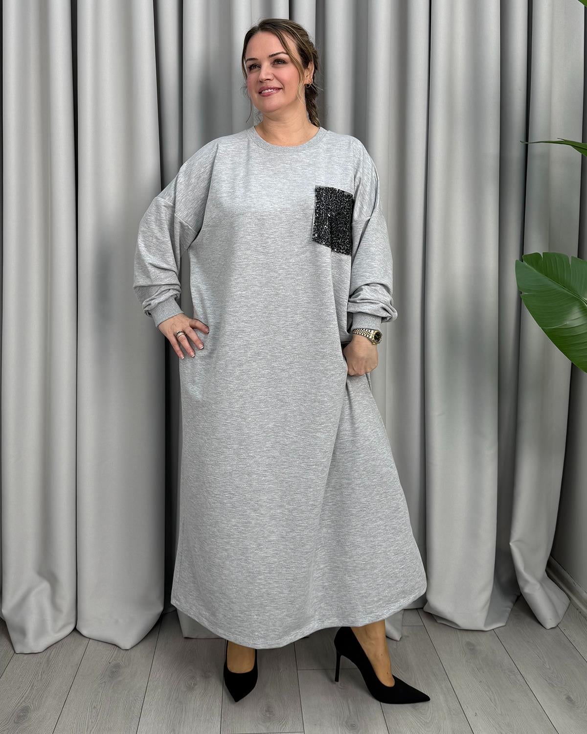 Margarita Tasarım Elbise Gri