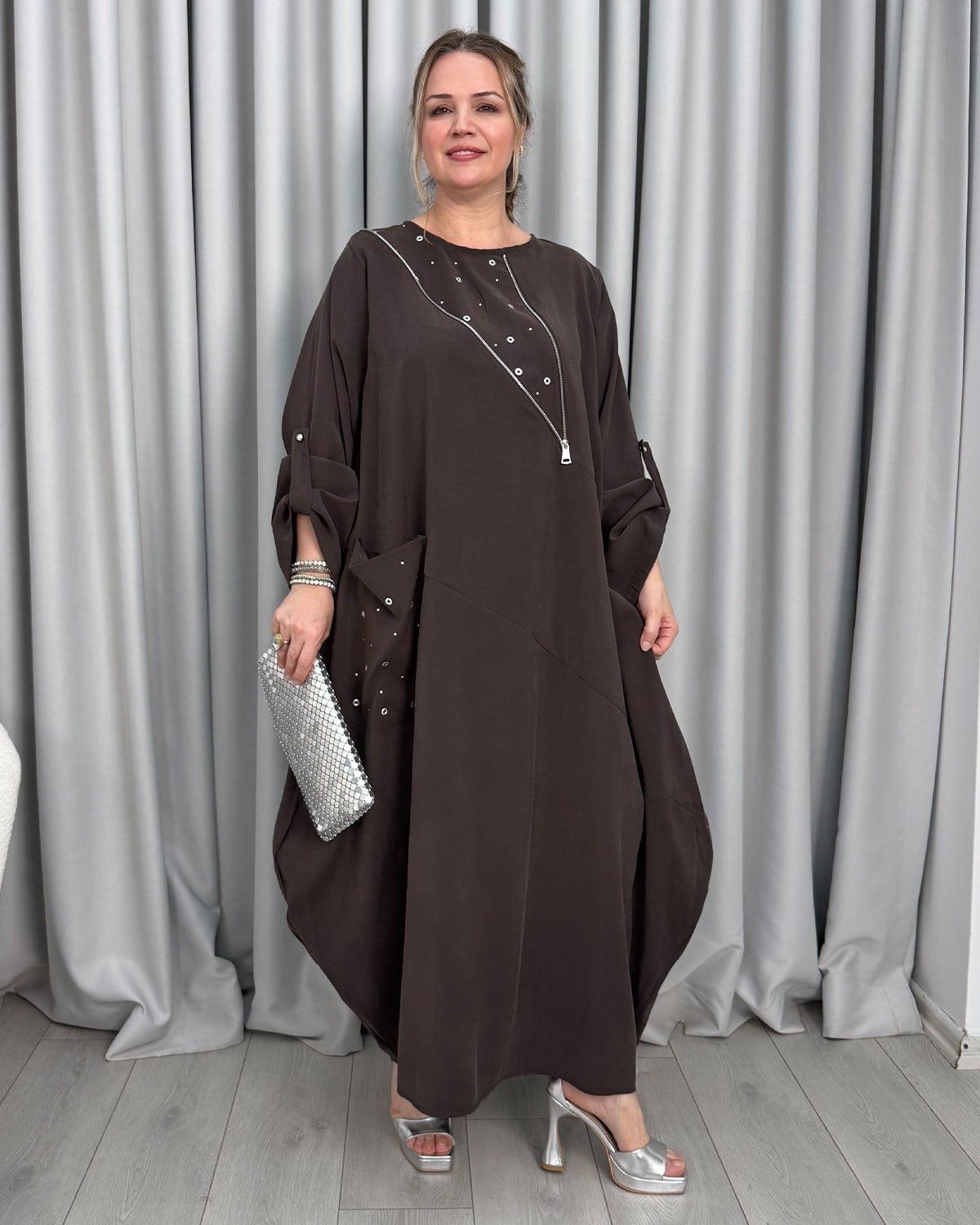 Maria Tasarım Elbise Kahve