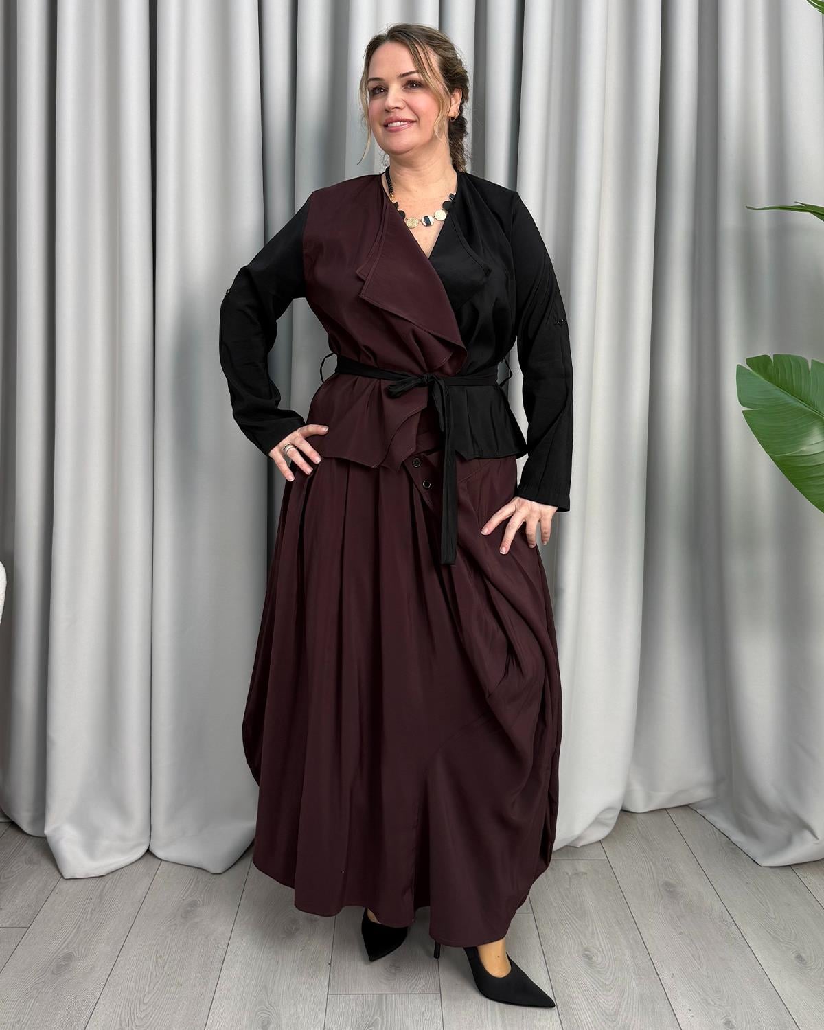 Maria Tasarım Takım Bordo Siyah