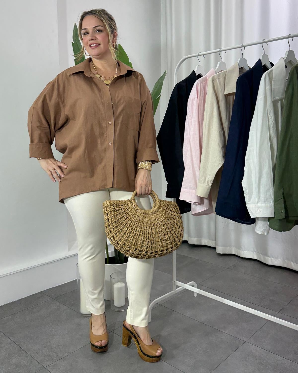 Melina Oversize Gömlek Kahve