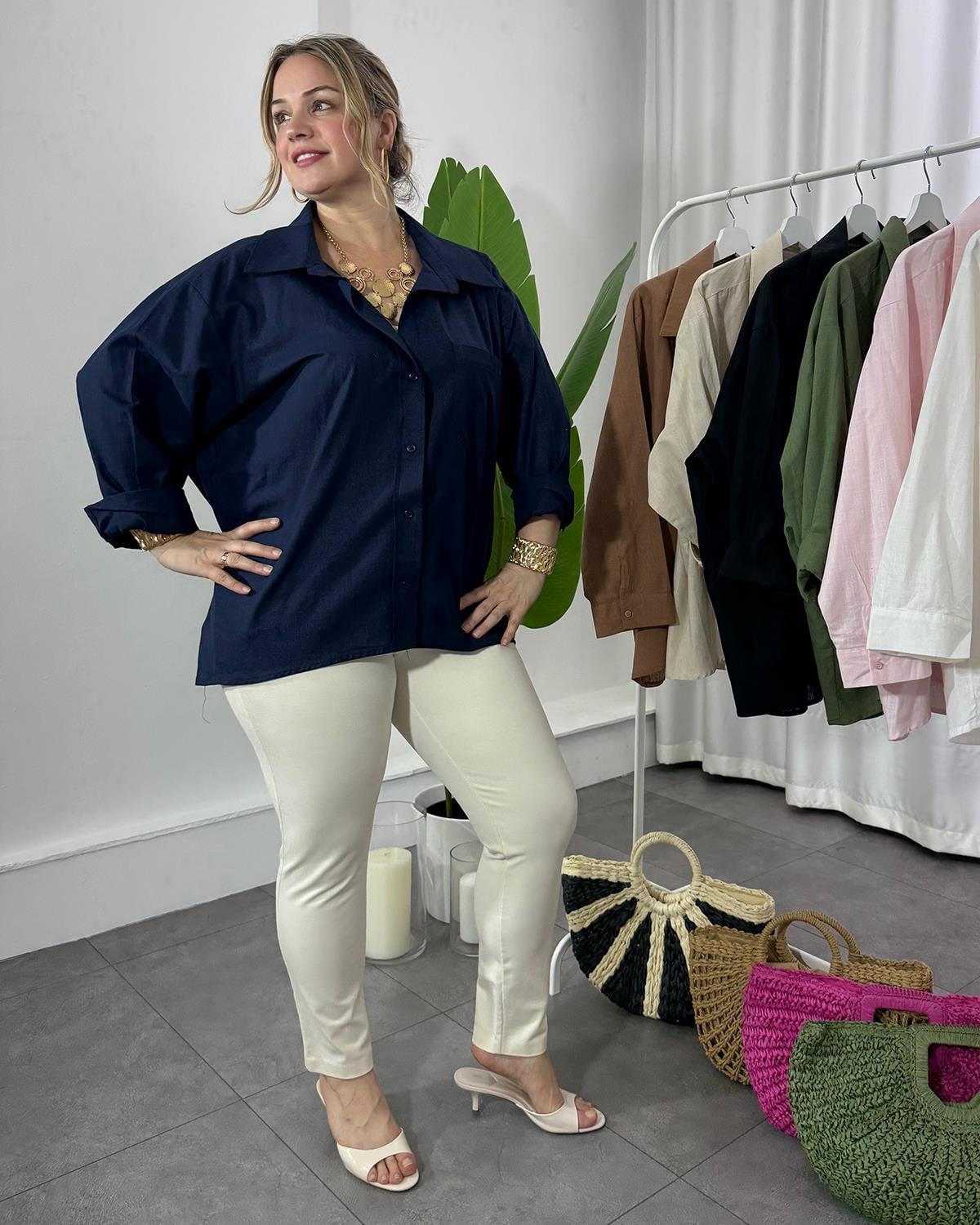 Melina Oversize Gömlek Lacivert