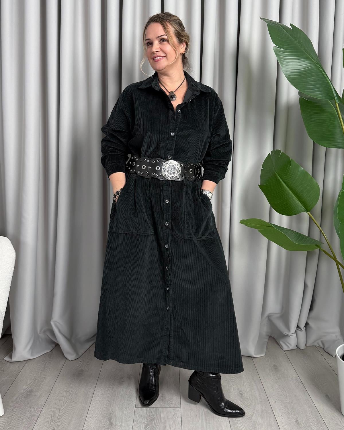 Melis Kadife Elbise Siyah