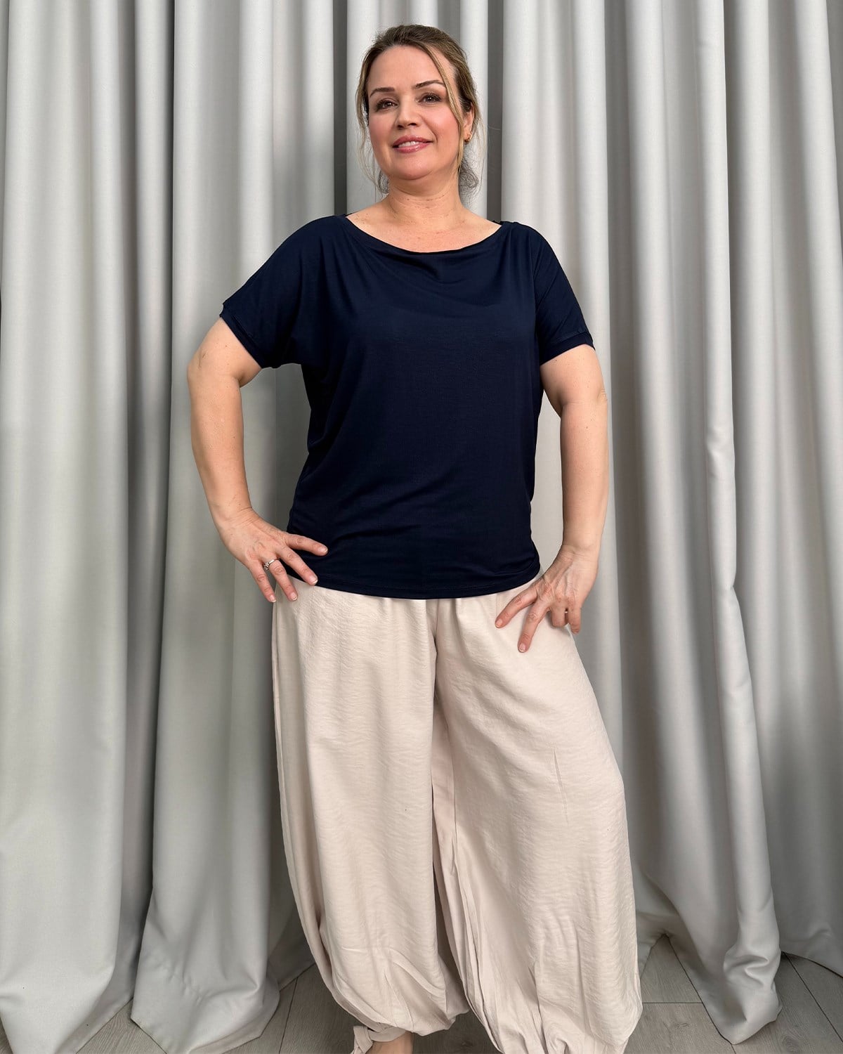 Sandy Basic Bluz Lacivert
