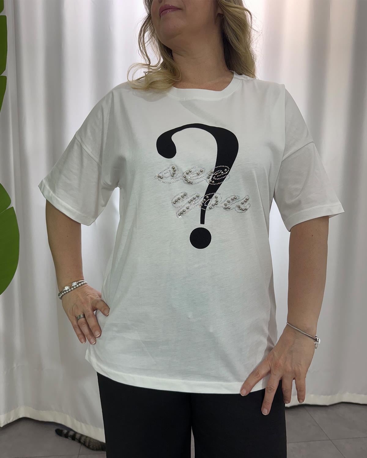 Siyah Taşlı Baskılı T-Shirt