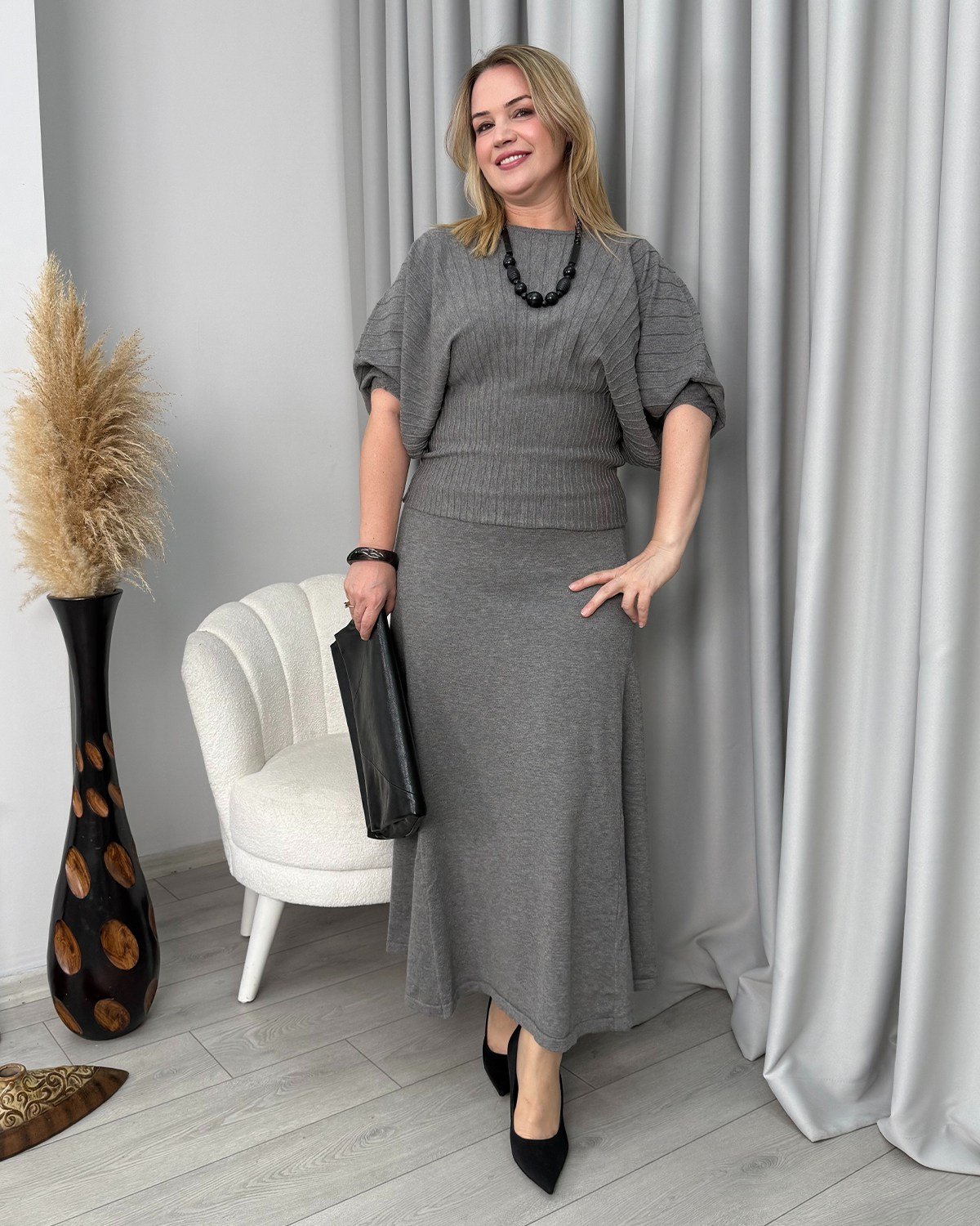 Talina Triko Takım Gri