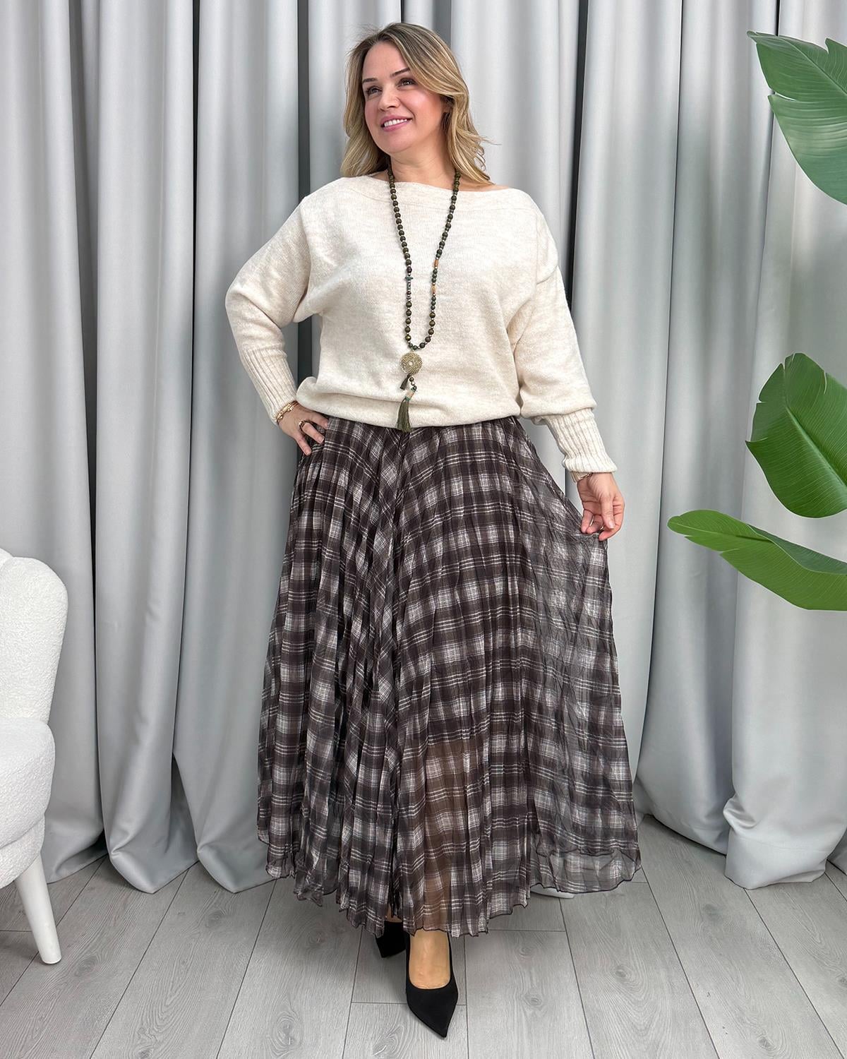 Tamara Pileli Etek Siyah