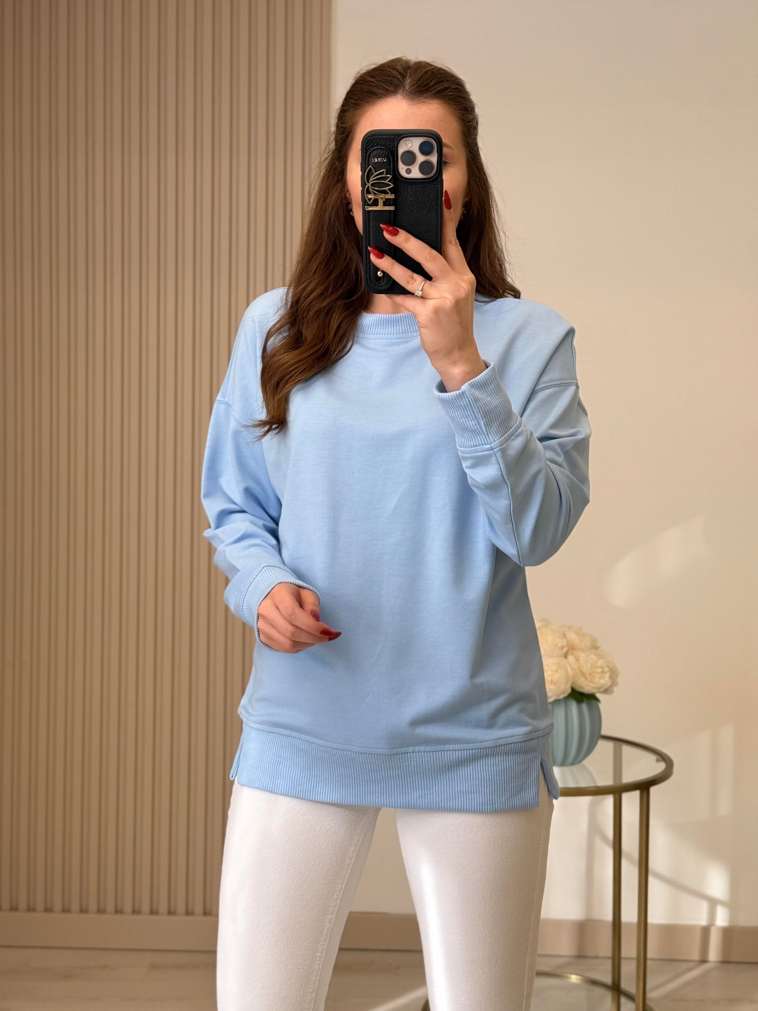 Basıc Sweatshirt Bebe Mavi