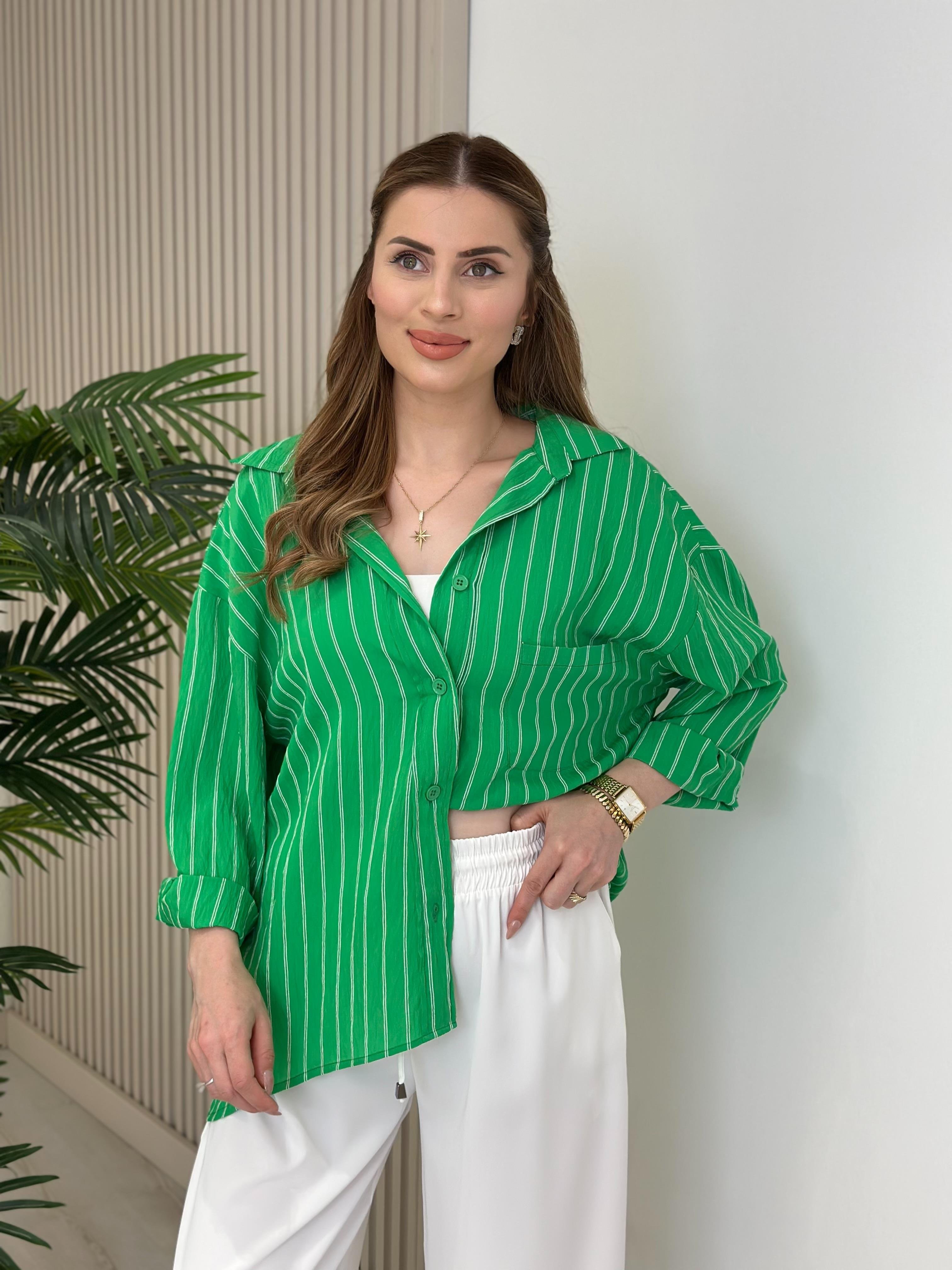 Çizgili Salaş Bambu Gömlek