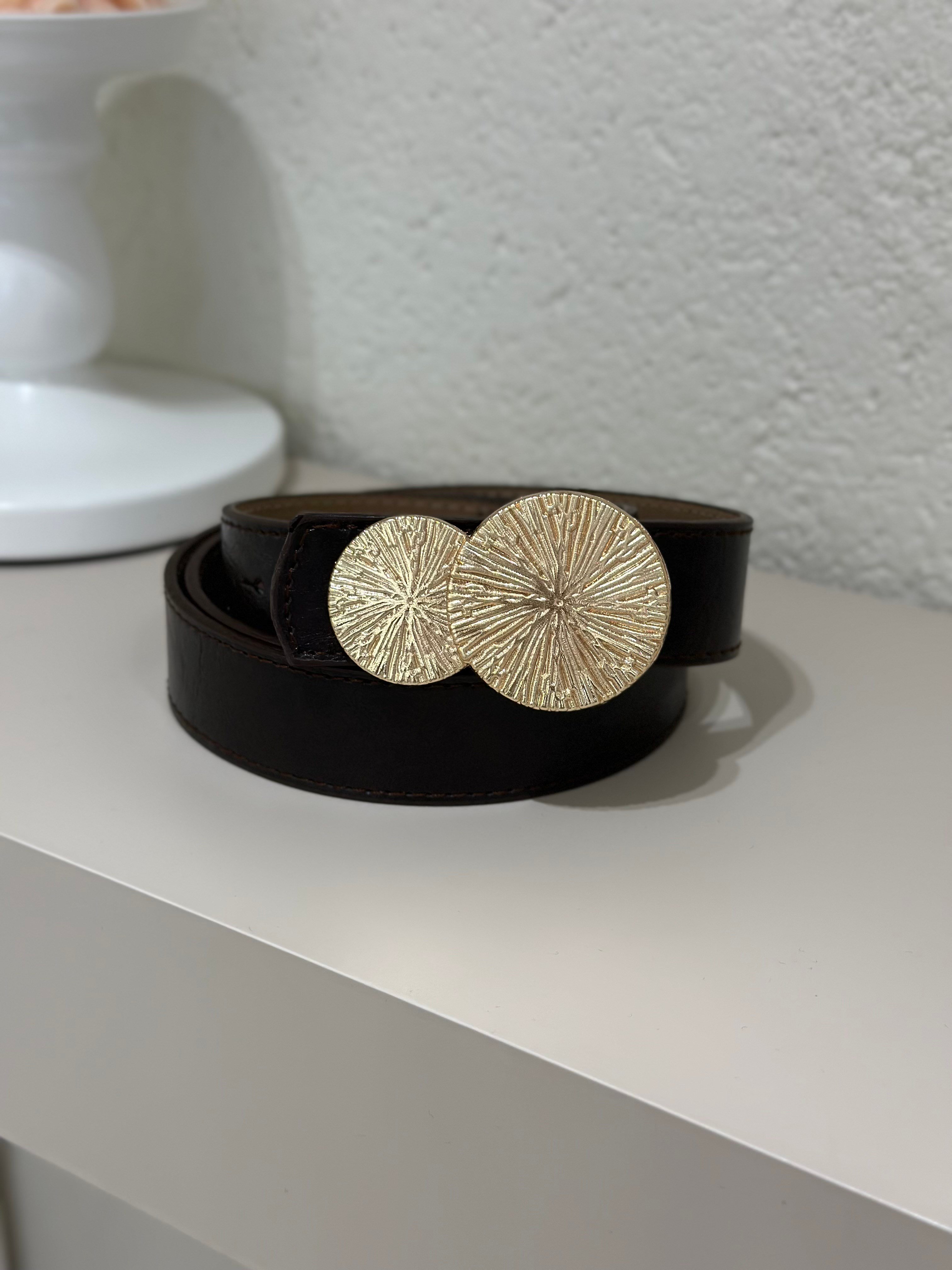 Gold Daire Tokalı Kemer Acı Kahve