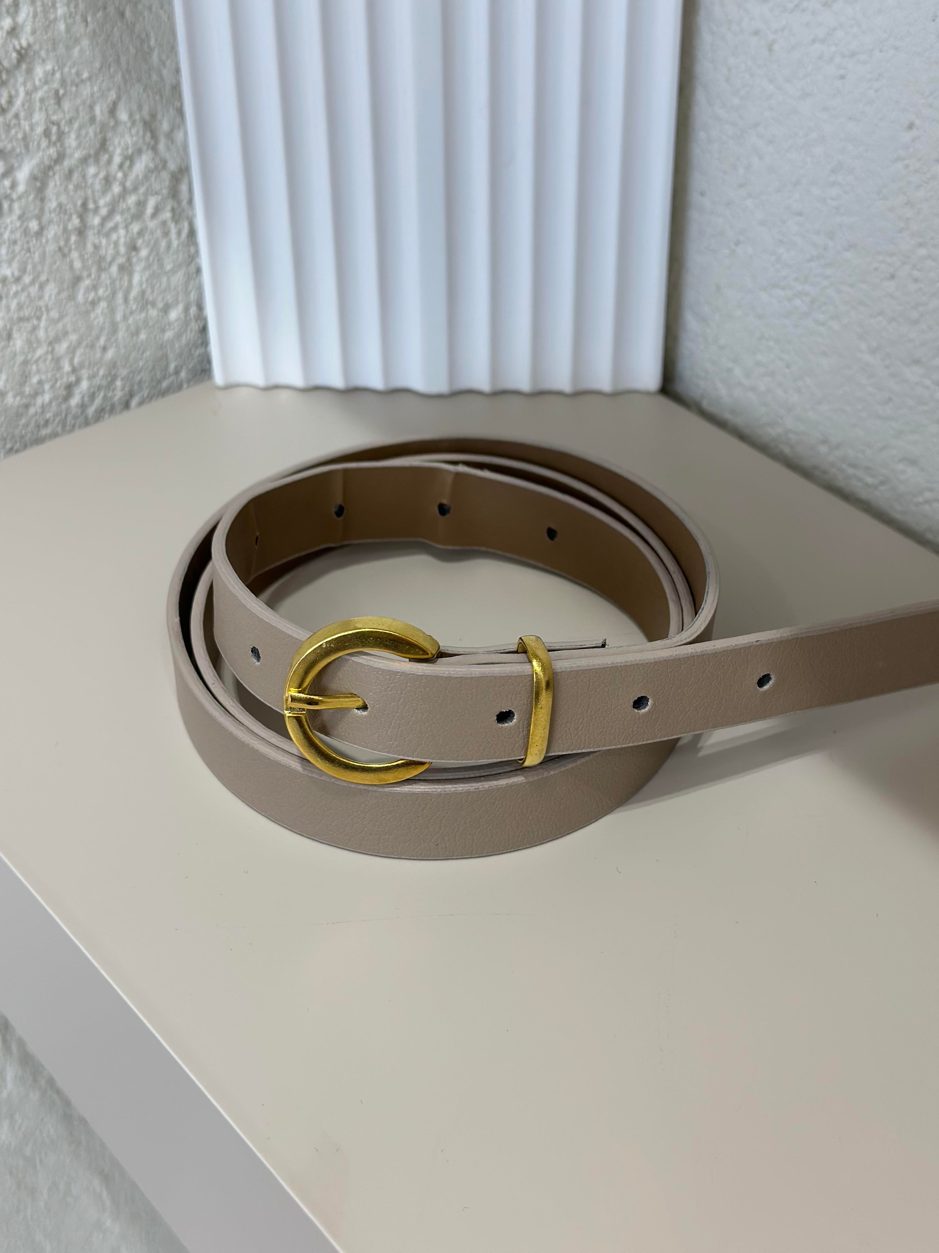 Mini Gold Tokalı Kemer Bej