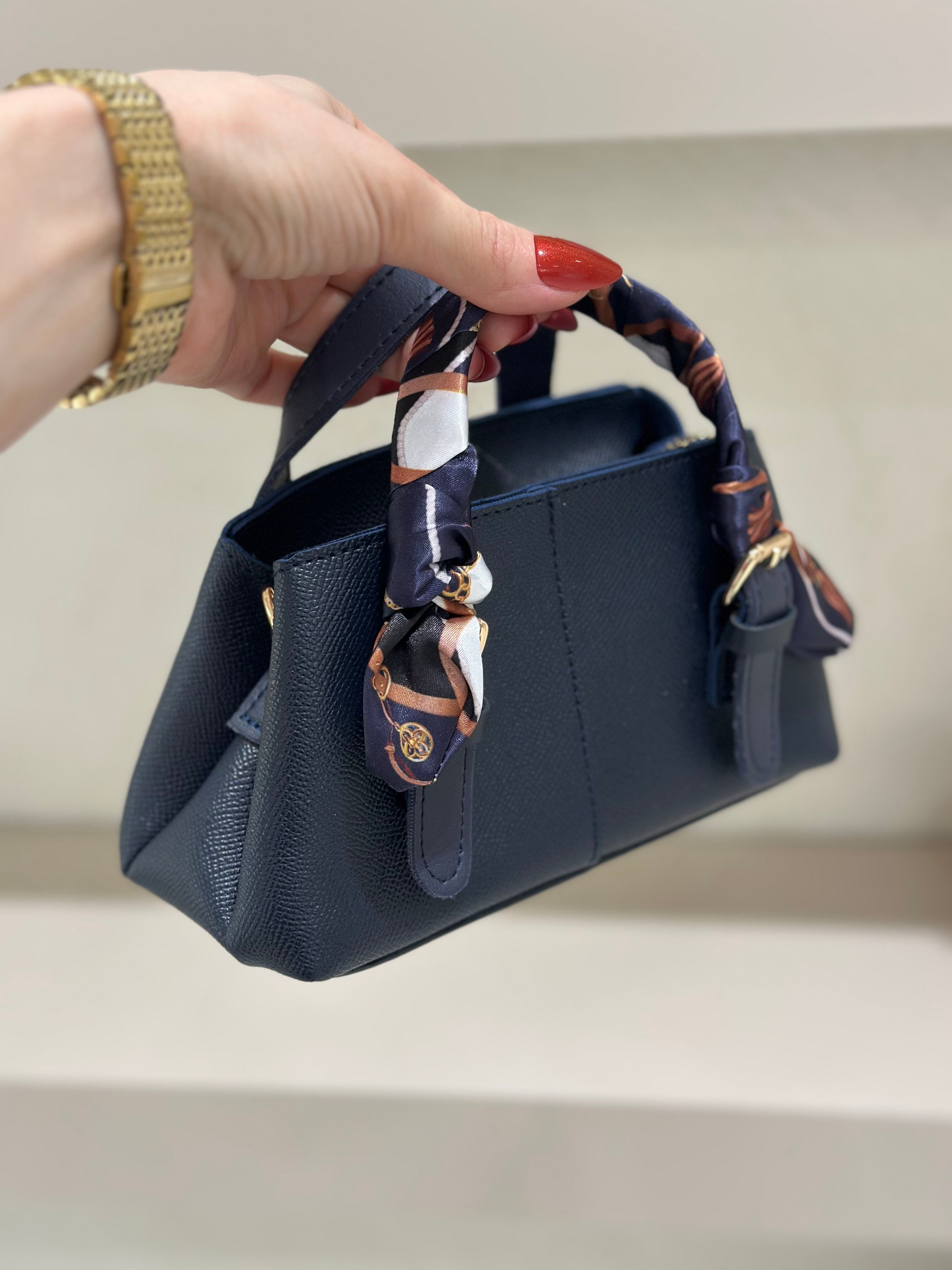 Mini Saten Detaylı Çanta Lacivert