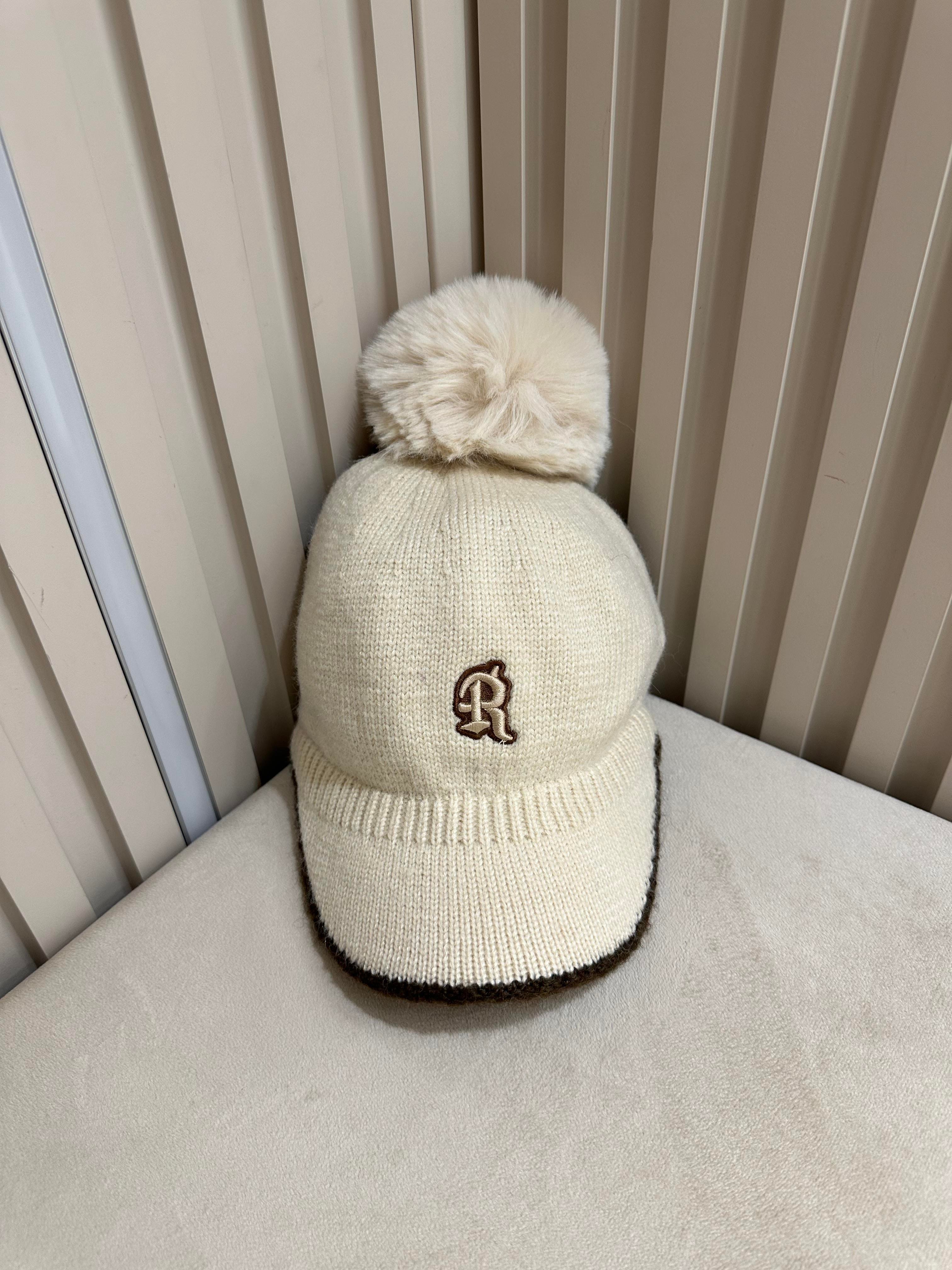 Örgü Ponponlu Kep Krem