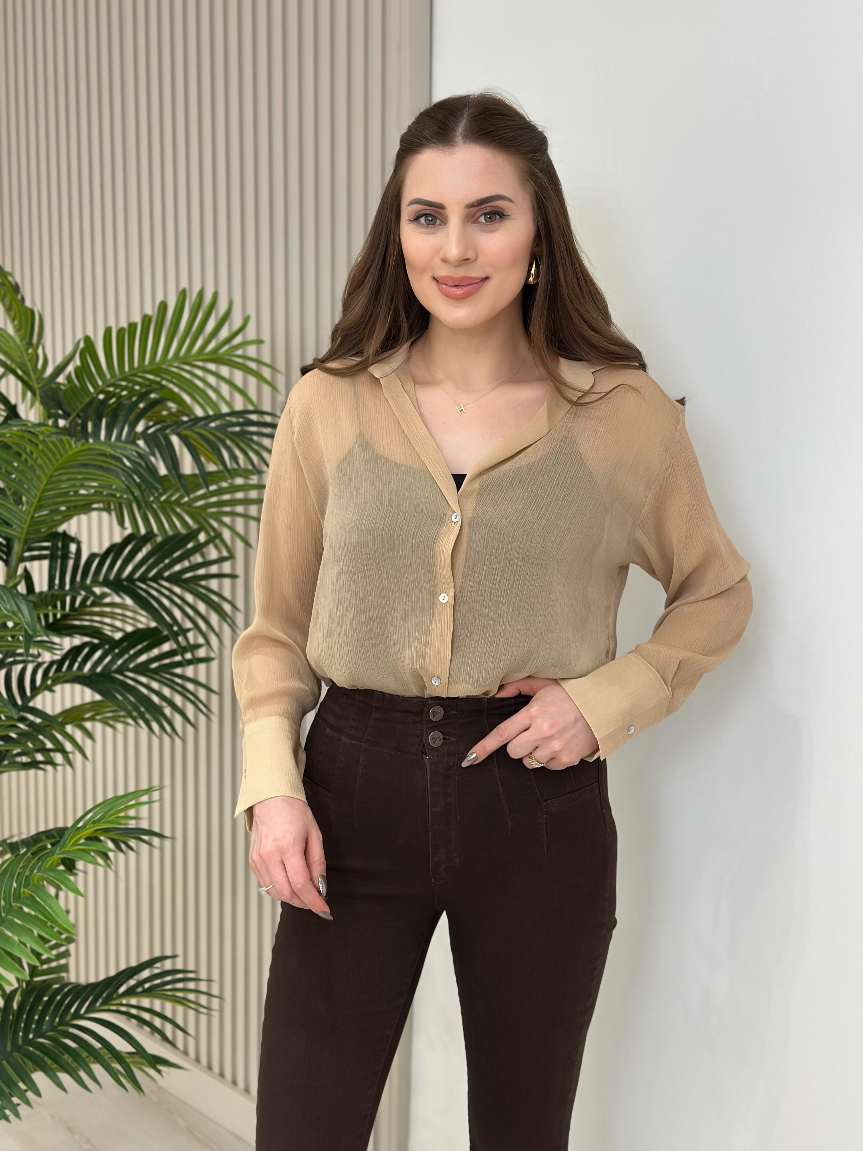 Şifon Marka Model Gömlek Bej