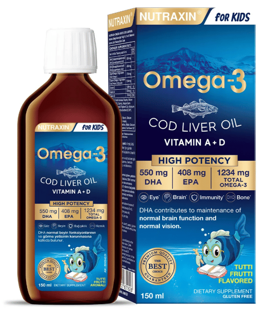 Nutraxin For Kids Omega-3 Balık Yağı Takviye Edici Gıda 150 ml
