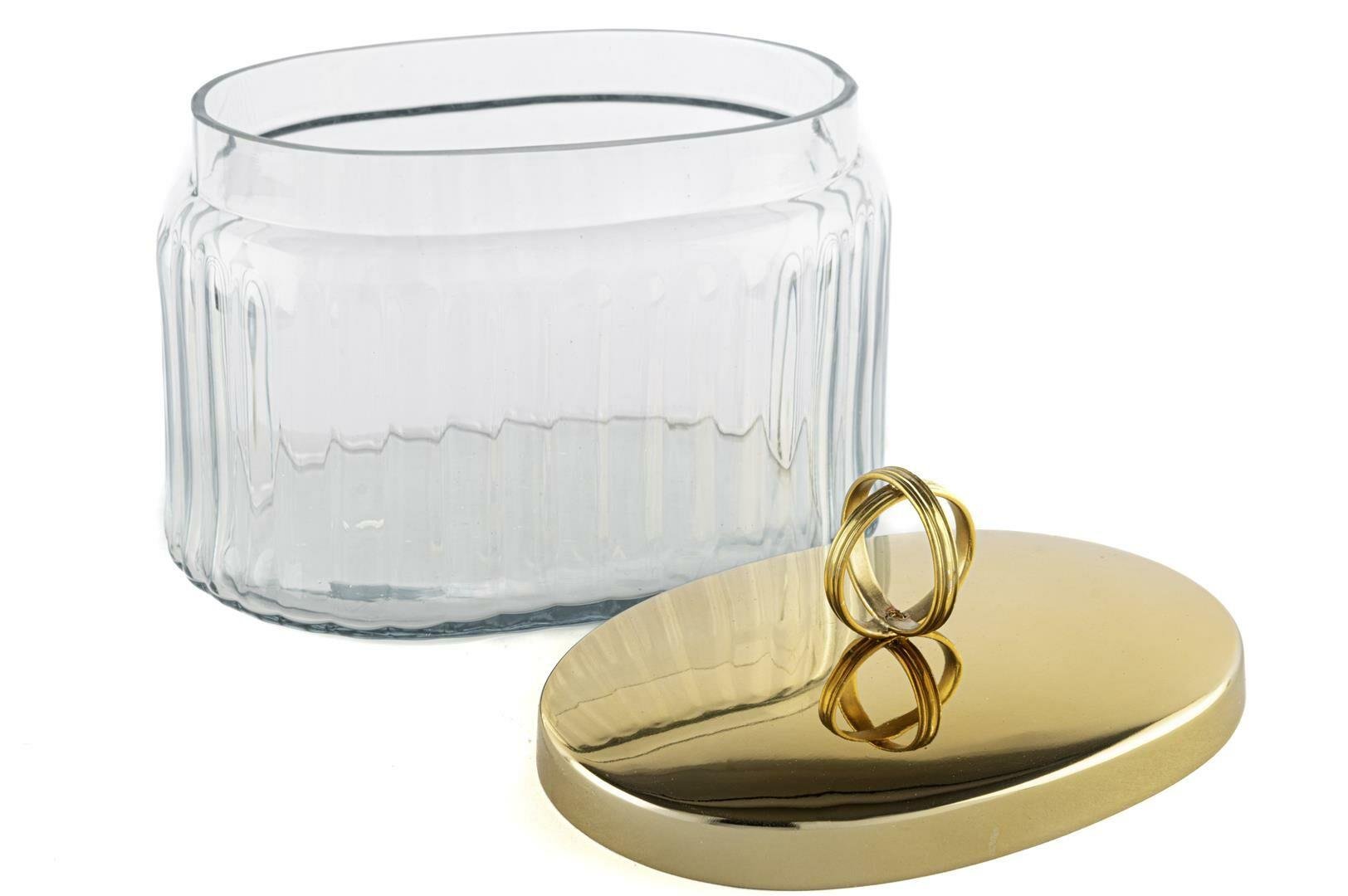 Gold kapaklı oval cam kavanoz 18*14*16 cm