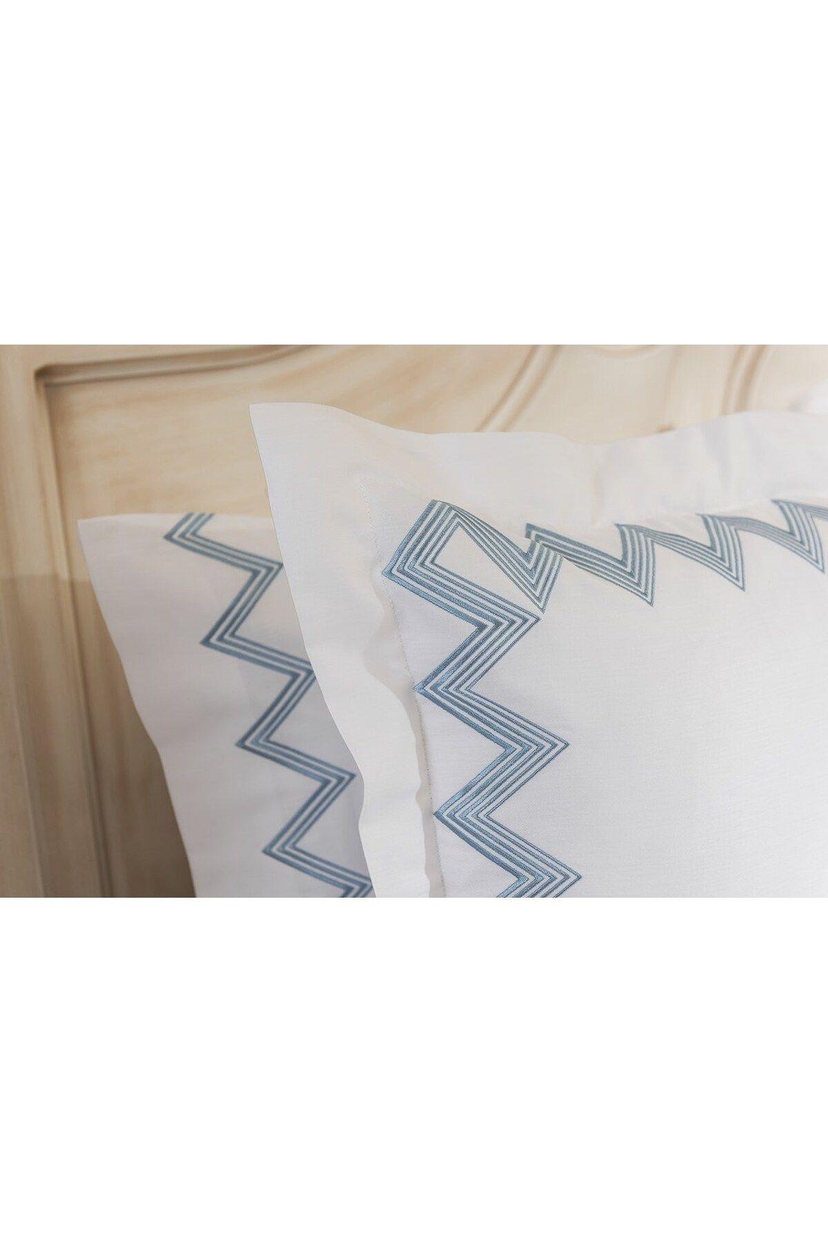 Nakışlı Nevresim Takımı Çift Kişilik Zigzag By Mavi