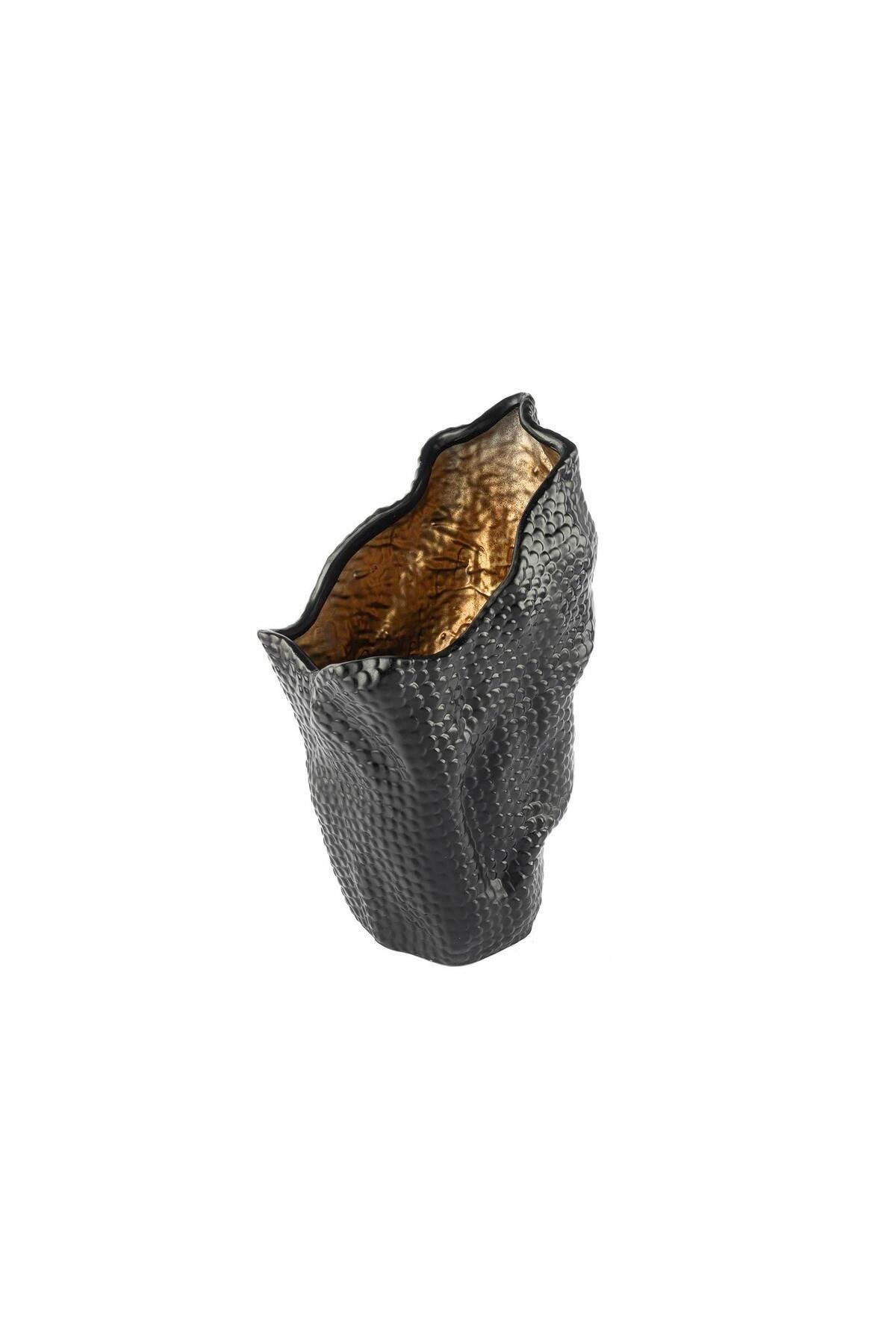 Siyah Gold Resin Vazo 30x23x51cm