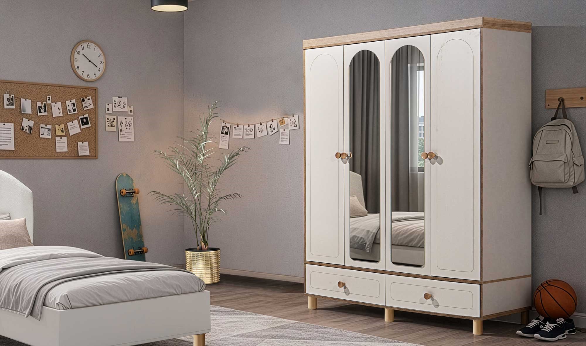 New Bohem 4 Kapılı Gardırop