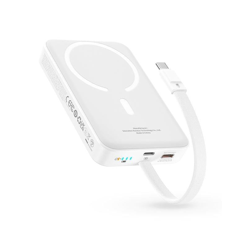 Baseus 10.000 mAh Manyetik Mini Kablosuz Hızlı Şarj Powerbank 30W – BeyazBaseusPowerbankP1002210B223-00