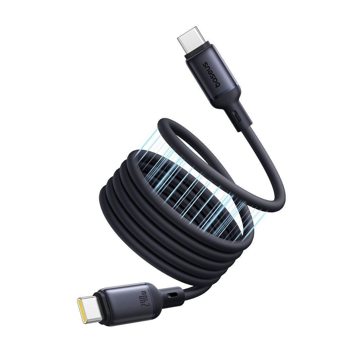Baseus PicoGo 240W USB-C to USB-C 1 Metre Manyetik Silikon Hızlı Şarj ve Data Kablosu - SiyahBaseusKabloP10376800121-00