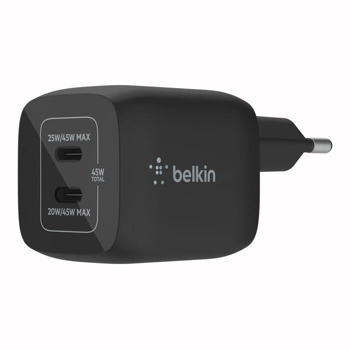 Belkin WCH011VFBK BoostCharge Pro 45W GaN Çift USB-C Yüksek Hızlı Şarj Adaptörü - SiyahBelkinŞarj CihazlarıWCH011VFBK