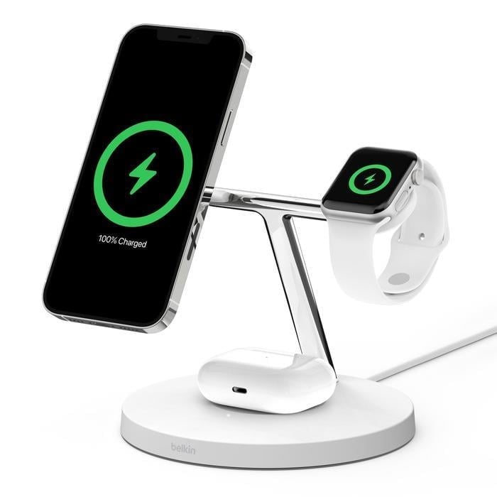 ŞarjBelkin Boostcharge Pro Qi2 15W 3in1 Magsafe Şarj Standı WIZ009VFWH-V2 BeyazBelkinCep Telefonu Kablo ŞarjWIZ009VFWH-V2