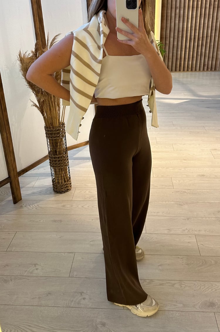 Basic Kahverengi Triko Pantolon