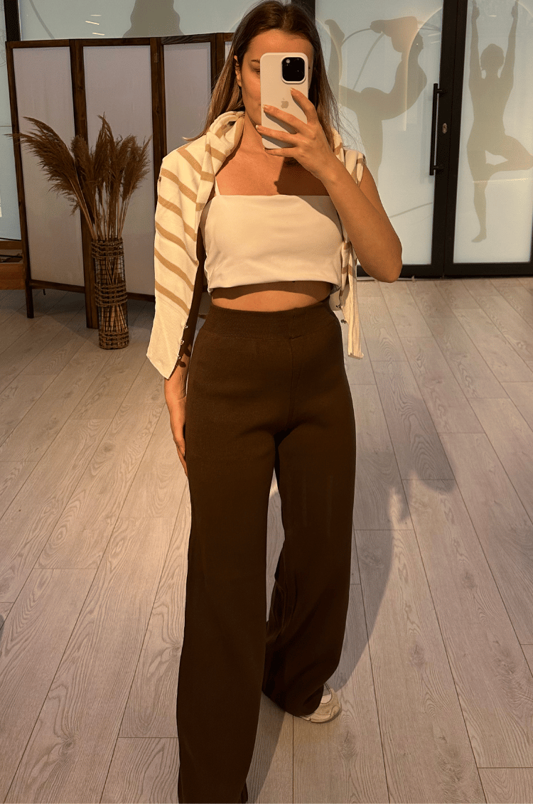 Basic Kahverengi Triko Pantolon