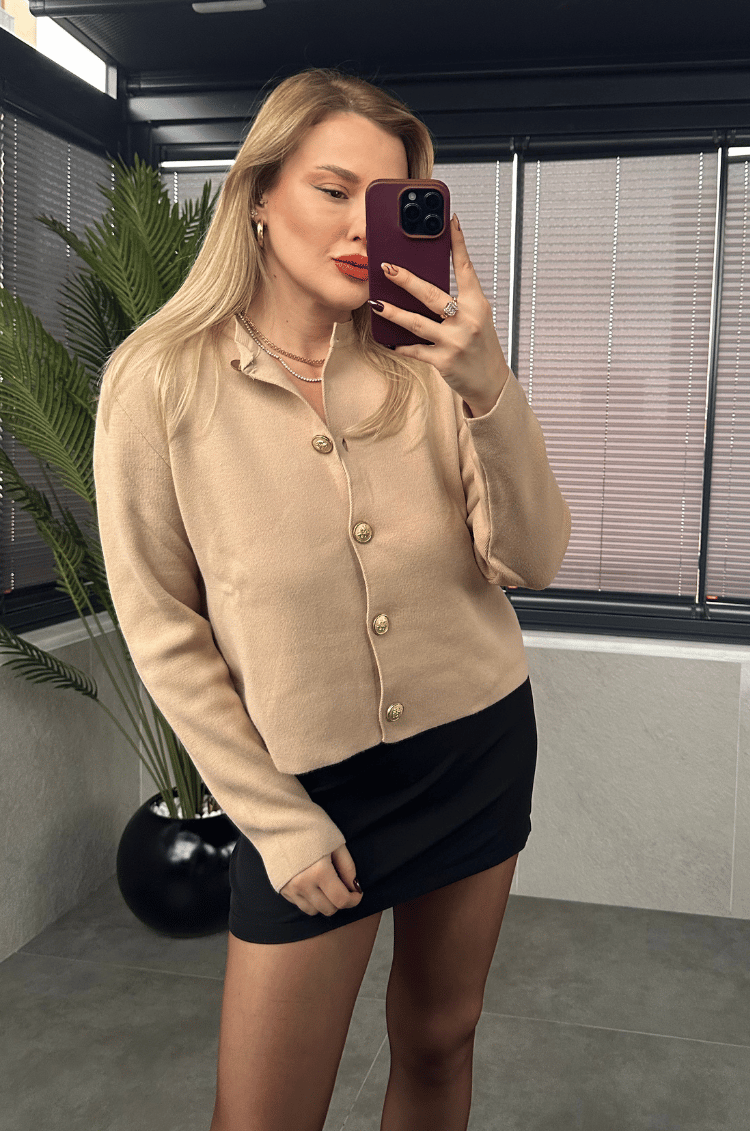 Camel Gold Düğmeli Hırka
