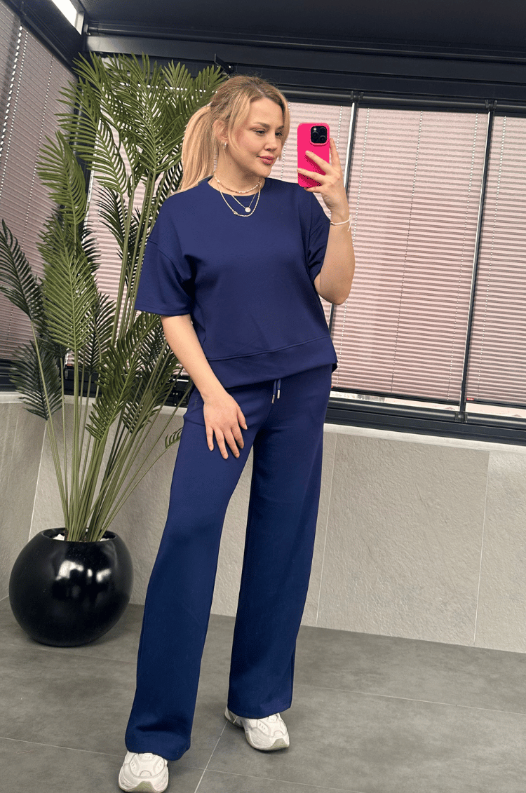Lacivert Basic Marka Model Yarım Kollu Takım