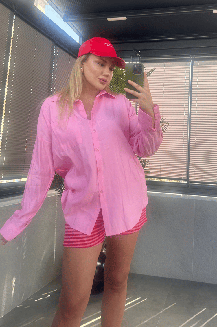 Pembe Tek Cepli Tensel Gömlek