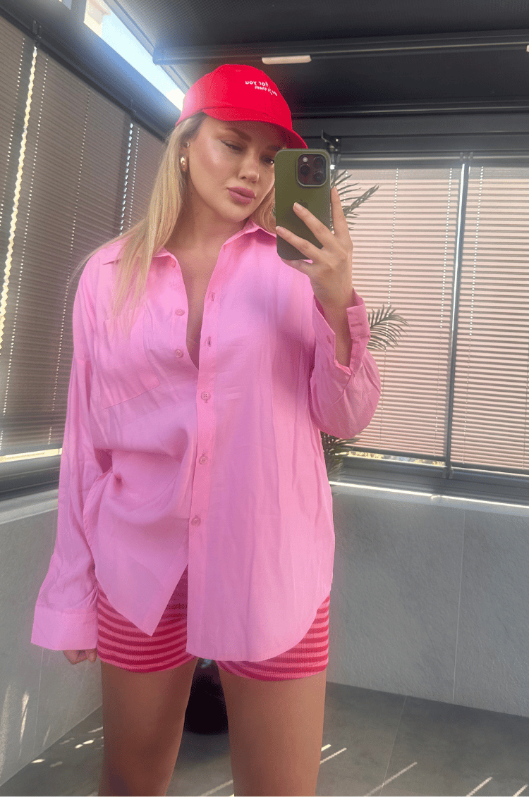 Pembe Tek Cepli Tensel Gömlek