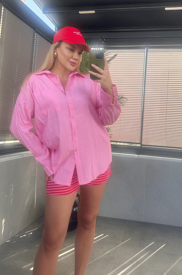Pembe Tek Cepli Tensel Gömlek