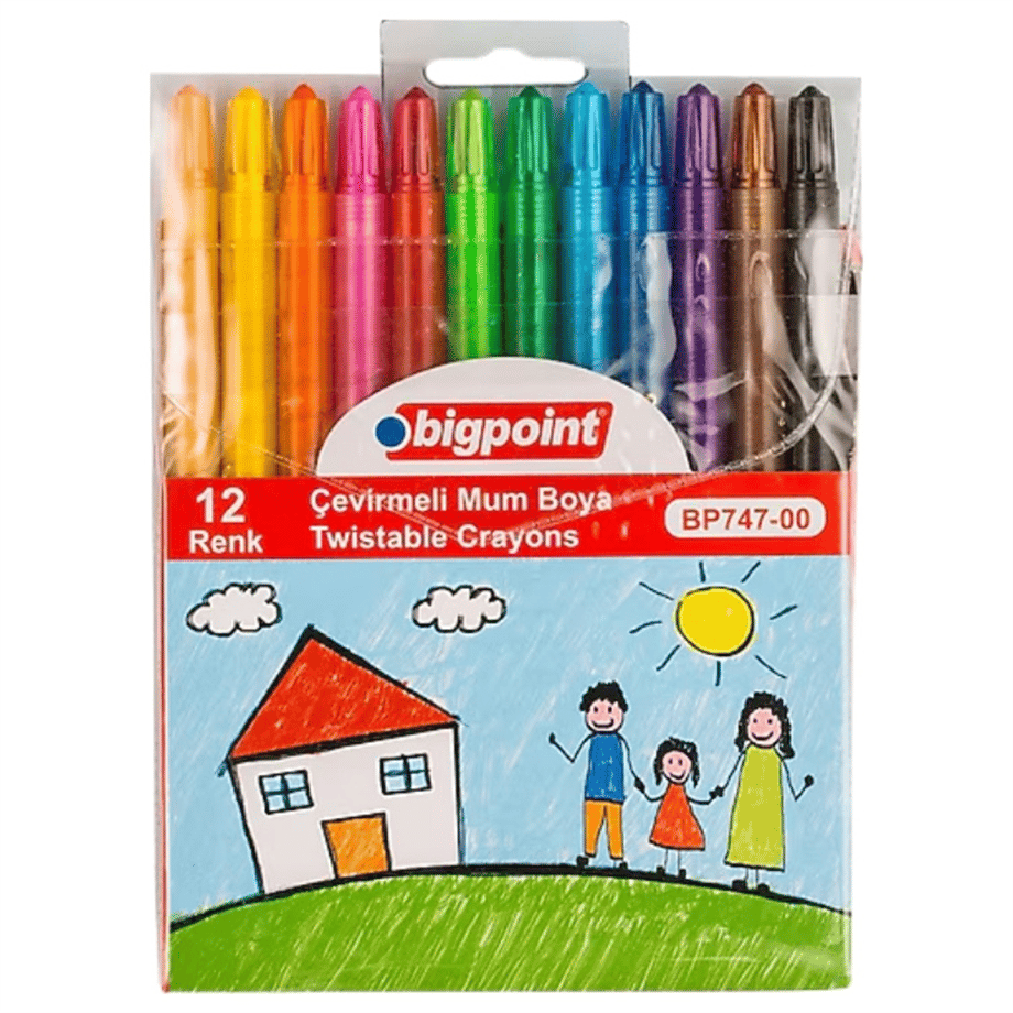 BİGPOİNT ÇEVİRMELİ MUM BOYA (CRAYON) 12'Lİ