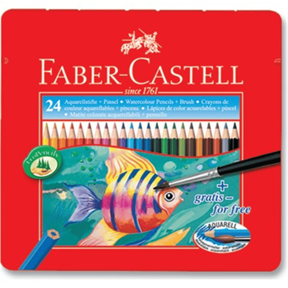 FABER CASTELL SULUBOYA KALEMİ AQUARELL TENEKE 24 LÜ 115930