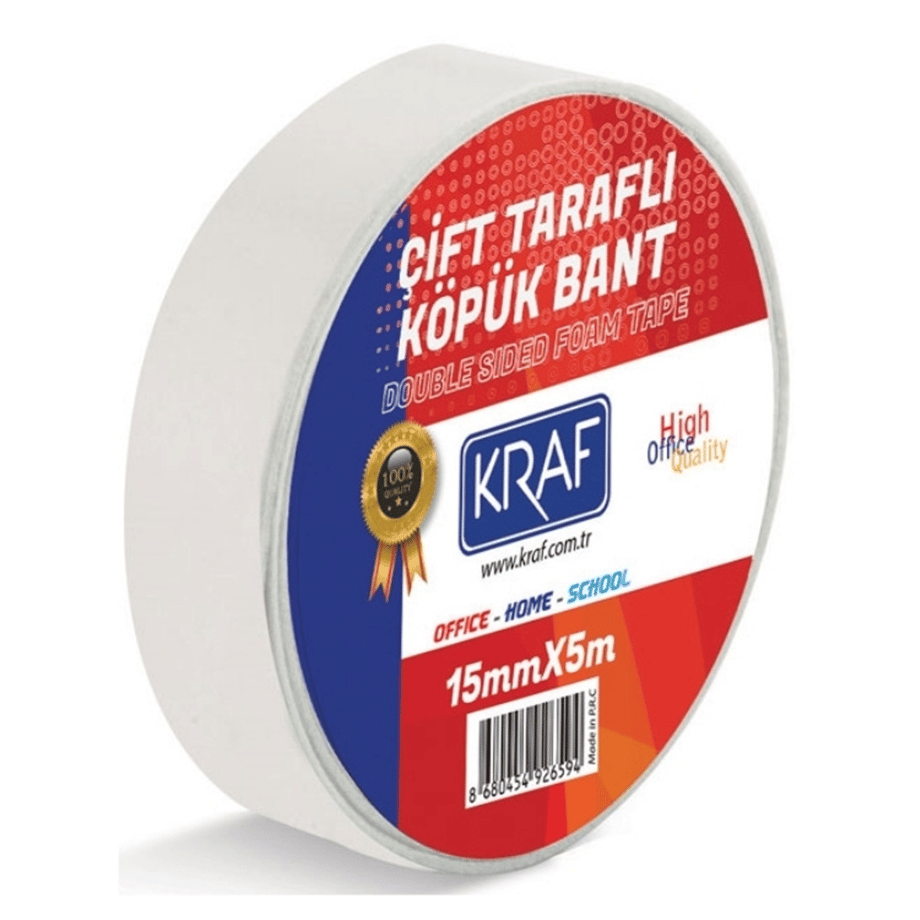 KRAF ÇİFT TARAFLI KÖPÜK BANT 15MMX5M 5015G
