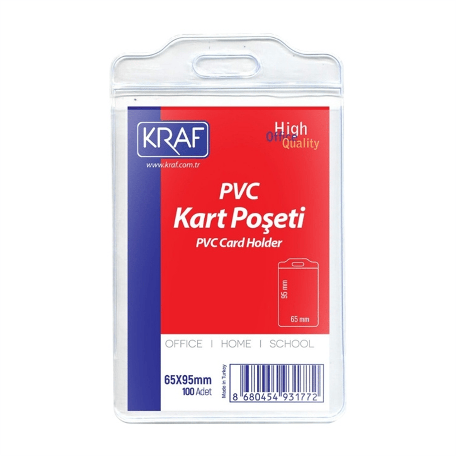 KRAF KART POŞETİ PVC 65x95mm DİKEY 100 LÜ