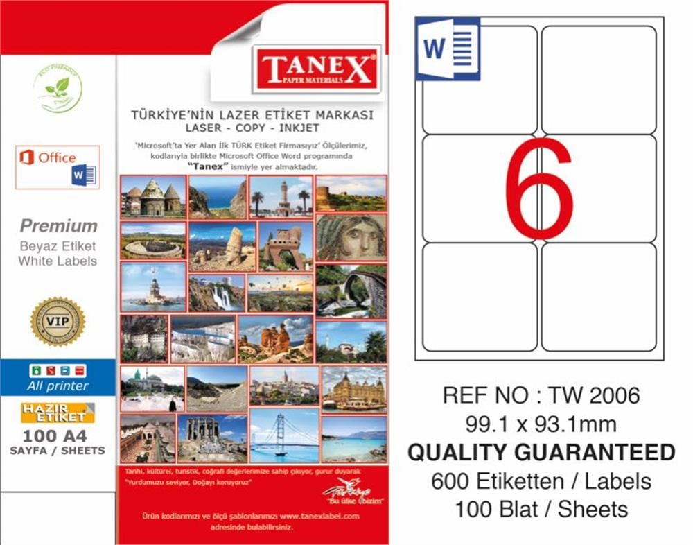 TANEX LASER ETİKET TW-2006 99.1 X 93.1 MM