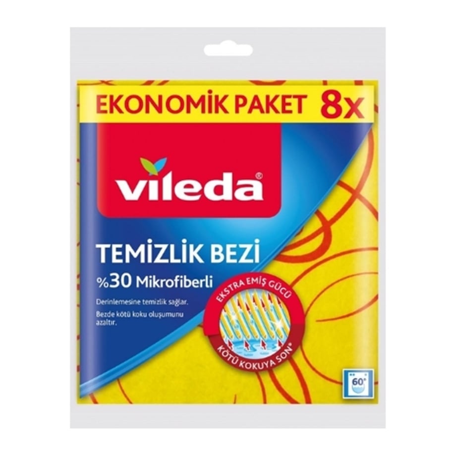 VİLEDA SARI TEMİZLİK BEZİ %30 MİKROFİBER 8 Lİ