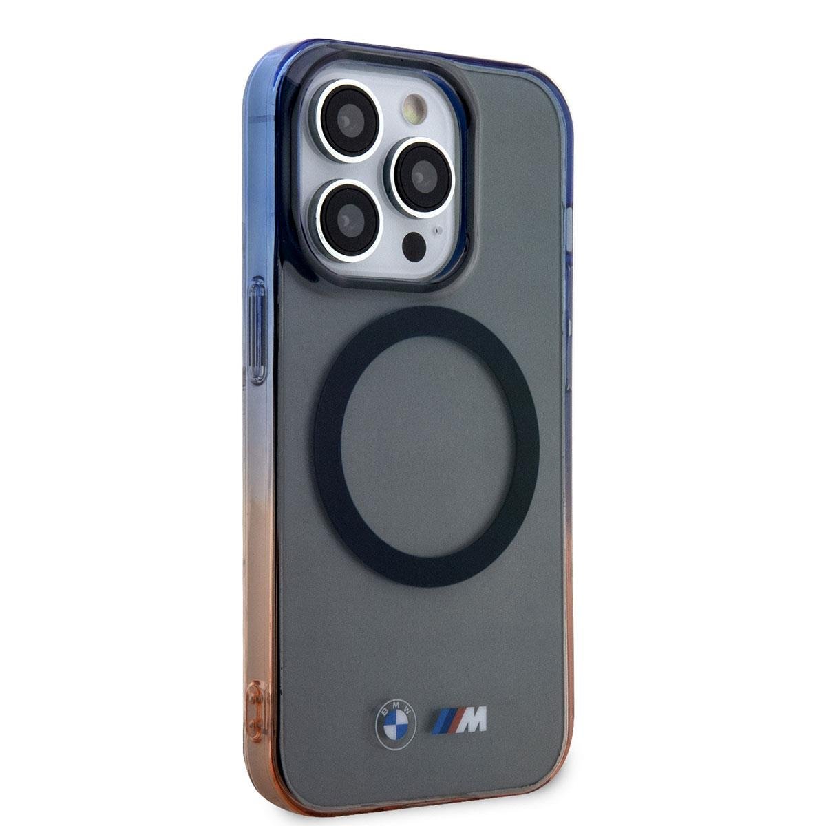 Apple iPhone 14 Pro Max Kılıf BMW M-safe Şarj Özellikli Transparan Renk Geçişli Dizayn Kapak